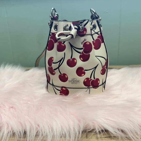 Coach Cherry Print Mini Bag - White and Red - Picture 1 of 11